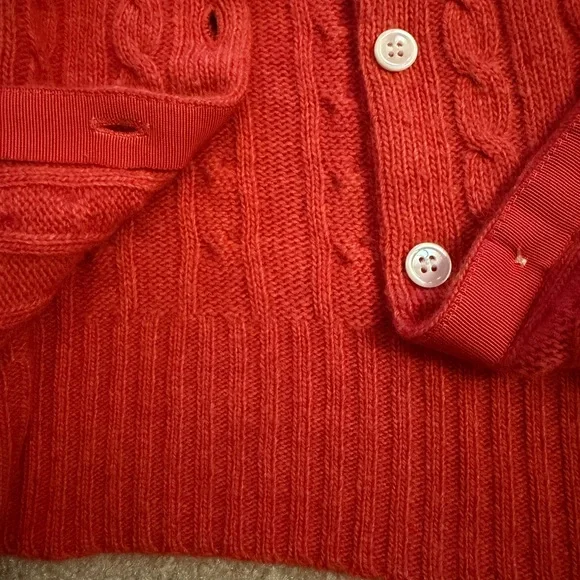 J. Crew Vibrant Red Cable Knit Cashmere Blend Cardigan - Picture 3 of 5